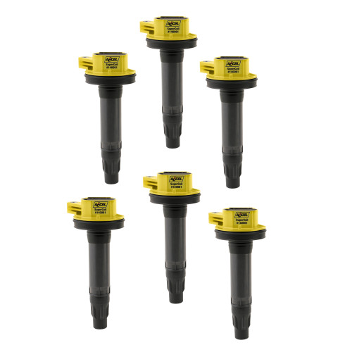 PartzBiz CM: 140061-6-ACCEL Ignition Coil - Super Coil Series - 2007-2016 Ford 3.5L/3.7L V6, Yellow, 6-pack