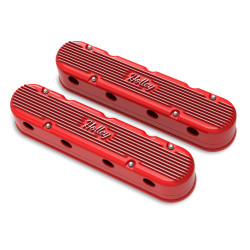 PartzBiz CM 241-174 - Holley 2-Piece Vintage Series Valve Cover - Gen III/IV LS - Gloss Red Machined