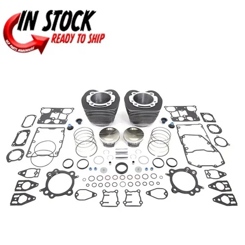 PartzBiz HD: 3486164-110 4” Bore Cylinder Kit Black Aluminum 10.5:1 High Torque Harley Big Twin 07-17