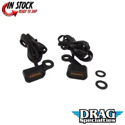 PartzBiz HD 2040-2138 - Black LED Handlebar Mirror Marker Lights Amber Lens 04-20 Sportster Harley