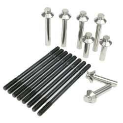 PartzBiz HD 3000 - Feuling 12 Point Cylinder Stud Head Bolt Kit Chrome Black Harley Twin Cam 99-17