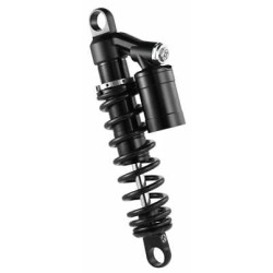PartzBiz HD 890-01007 - 14” Racing Bros Suspension Black Remote Reservoir Piggy Back Shocks Harley Dyna