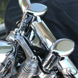PartzBiz HD LA-7410-02 - 1.5” 1” Chrome OEM Springer Handlebar Risers Harley Chopper Bobber FXSTS FLSTS