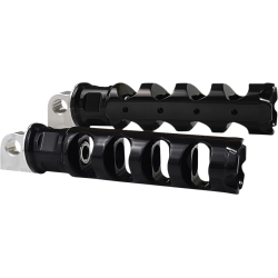 PartzBiz HD DS16202306 - Accutronix Black Muzzle Brake Folding Footpegs Pair Harley Male Mount 