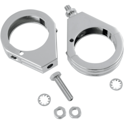 PartzBiz HD DS20400461 - Drag Chrome 49mm Smooth Fork Turn Signal Clamp Mounts Harley & Metric Custom
